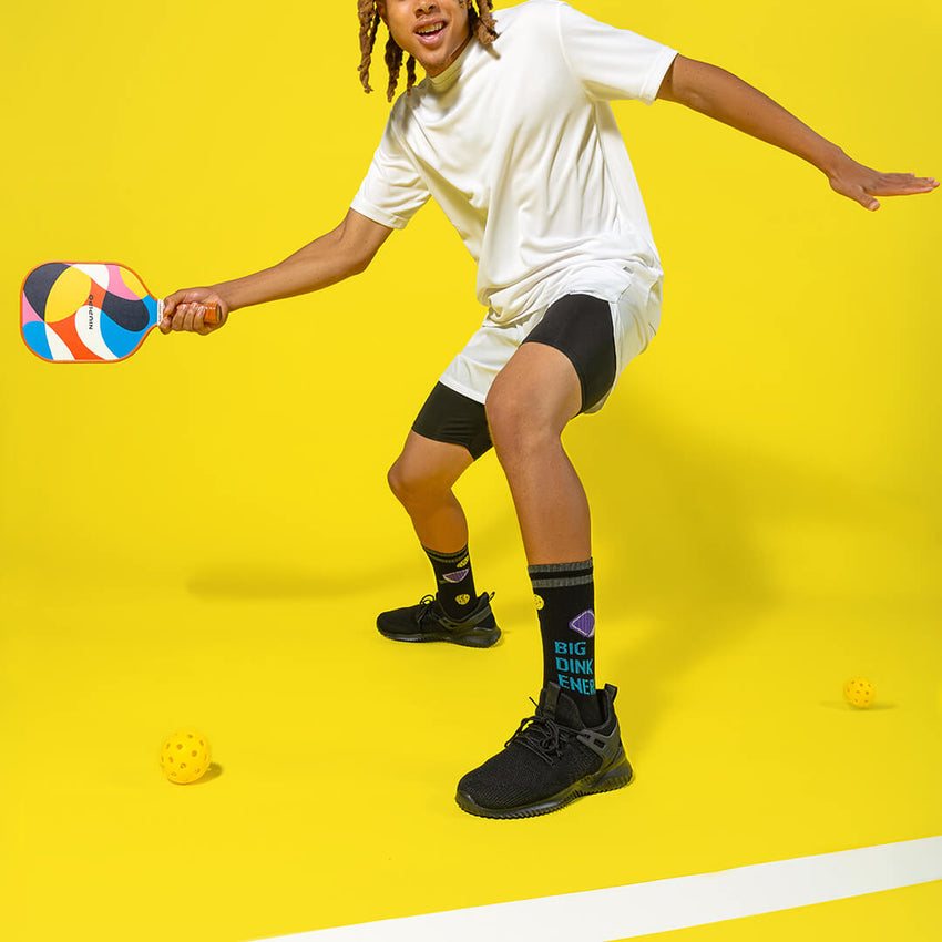 K. Bell Socks HOTSOX Men's Big Dink Energy Active Crew Socks Black