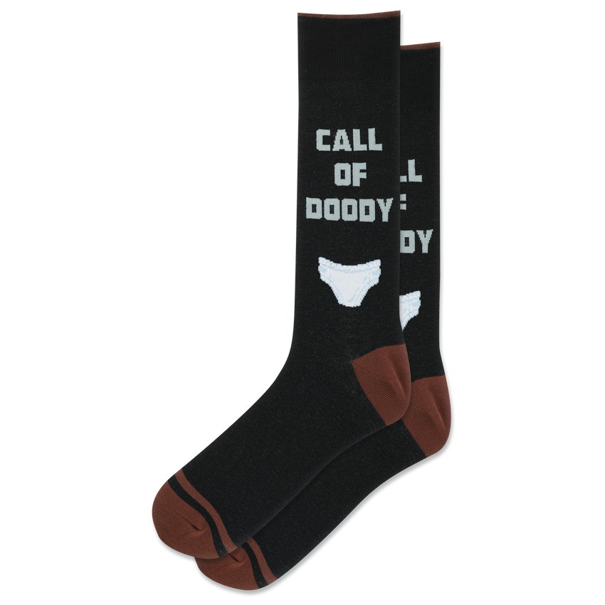 k. bell socks HOTSOX Men's Call of Doody Crew Socks Black