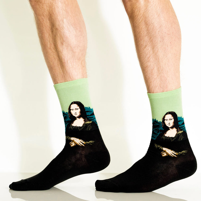 K. Bell Socks HOTSOX Men's Da Vinci's Mona Lisa Socks Green