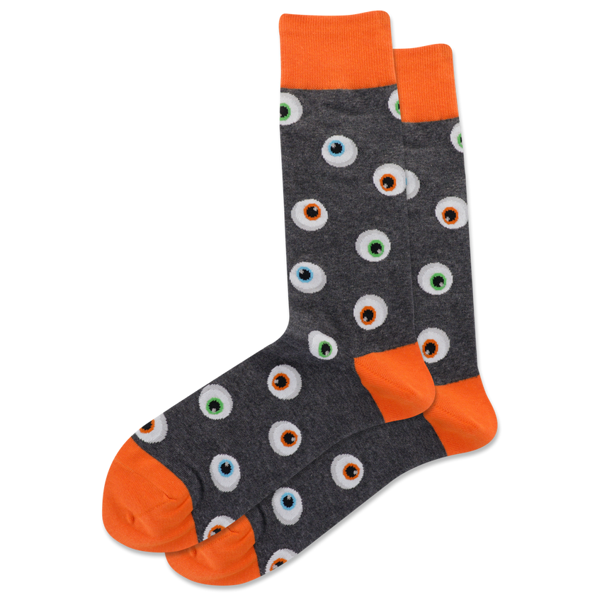 k. bell socks HOTSOX Men's Eyeballs Crew Socks Charcoal