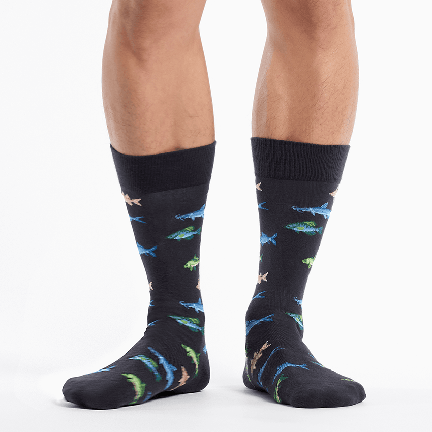 K. Bell Socks HOTSOX Men's Fishing Crew Socks 3 Pair Pack Black