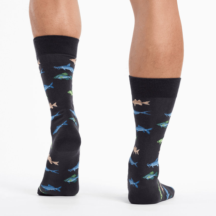 K. Bell Socks HOTSOX Men's Fishing Crew Socks 3 Pair Pack Black