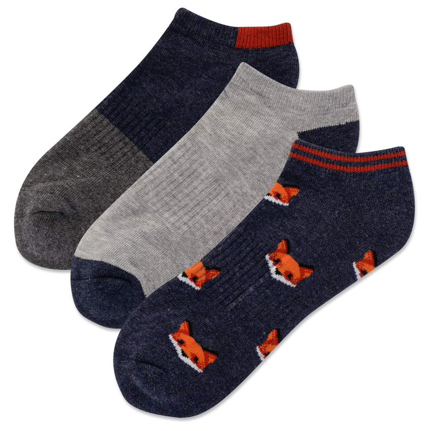 k. bell socks HOTSOX Men's Fox Head 3 Pack Low Cut Socks Blue
