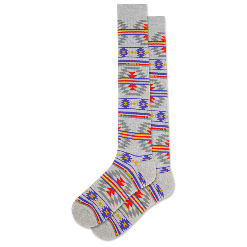 k. bell socks HOTSOX Men's Geo Pattern Compression Knee High Sock Gray