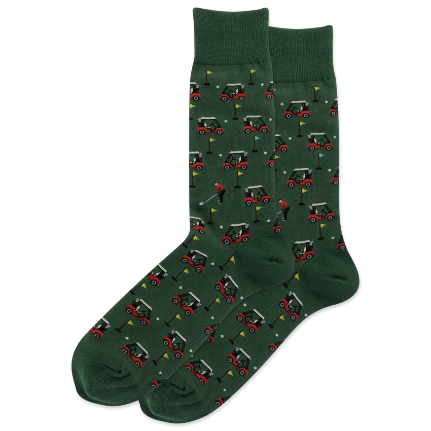 k. bell socks HOTSOX Men's Golfer Carts Crew Socks Hunter
