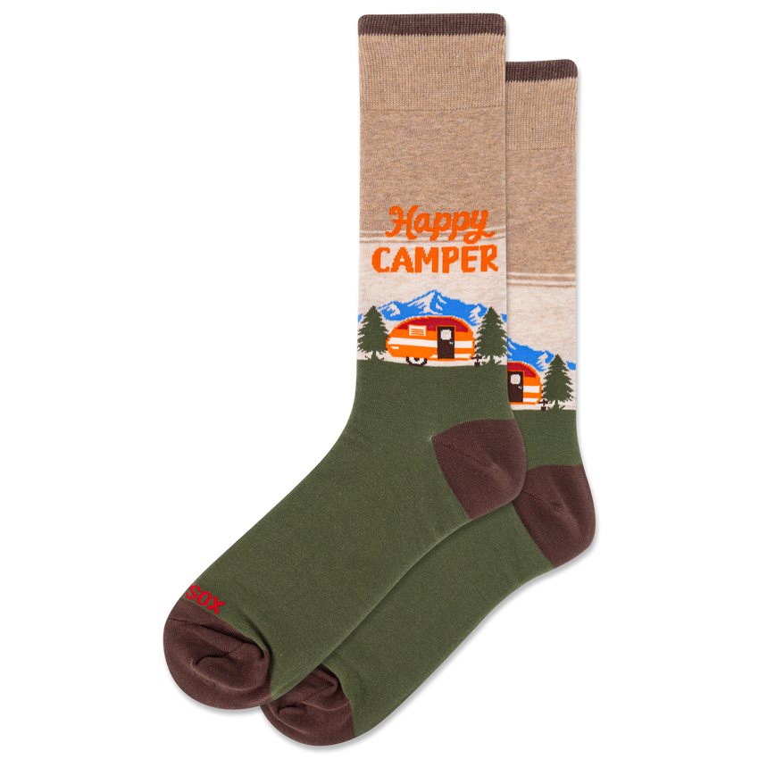 k. bell socks HOTSOX Men's Happy Camper Crew Socks Hemp Heather k. bell socks HOTSOX Men's Happy Camper Crew Socks Hemp Heather