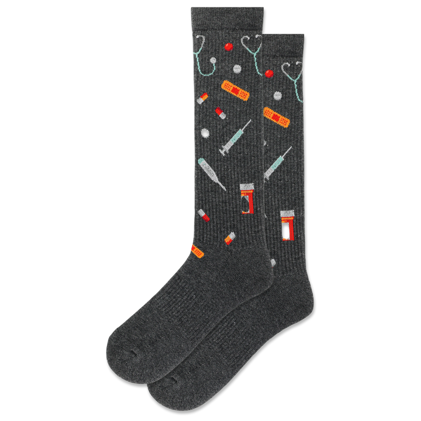 k. bell socks HOTSOX Men's Healthcare Worker Compression Sock Charcoal Heather