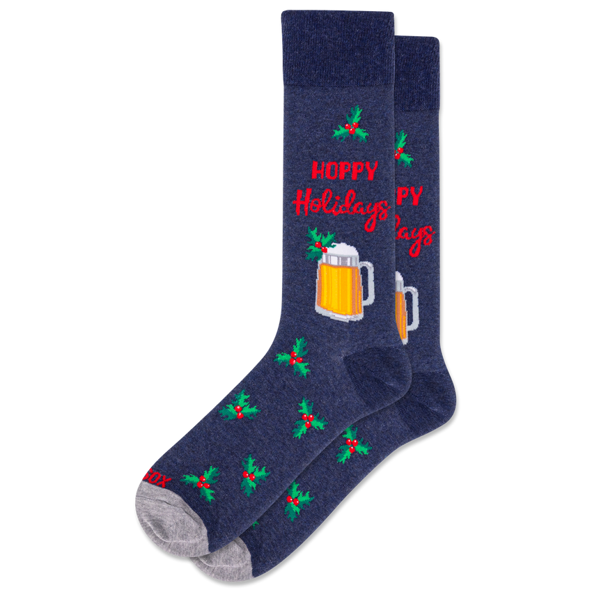 k. bell socks HOTSOX Men's Hoppy Holidays Crew Socks Denim Heather k. bell socks HOTSOX Men's Hoppy Holidays Crew Socks Denim Heather