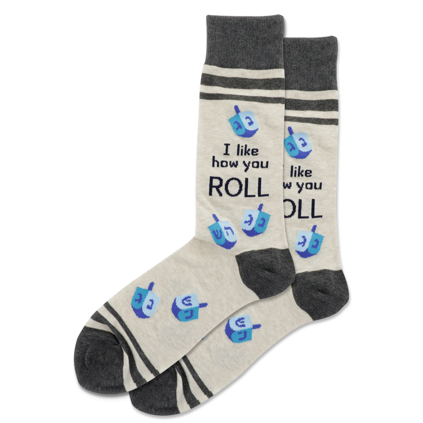 k. bell socks HOTSOX Men's I Like How You Roll Crew Socks Natural Melange