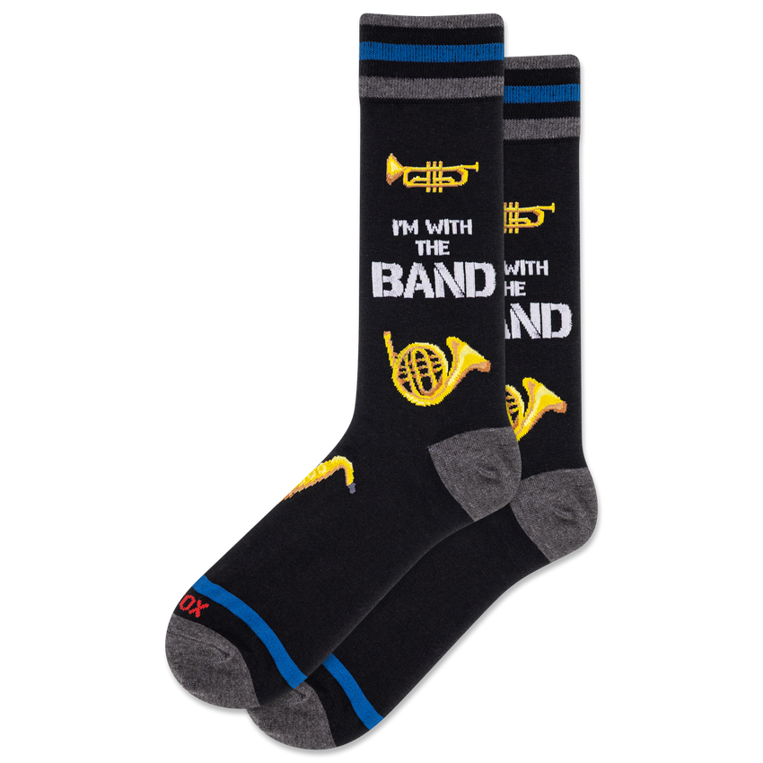 k. bell socks HOTSOX Men's I'm With The Band Crew Socks Black k. bell socks HOTSOX Men's I'm With The Band Crew Socks Black