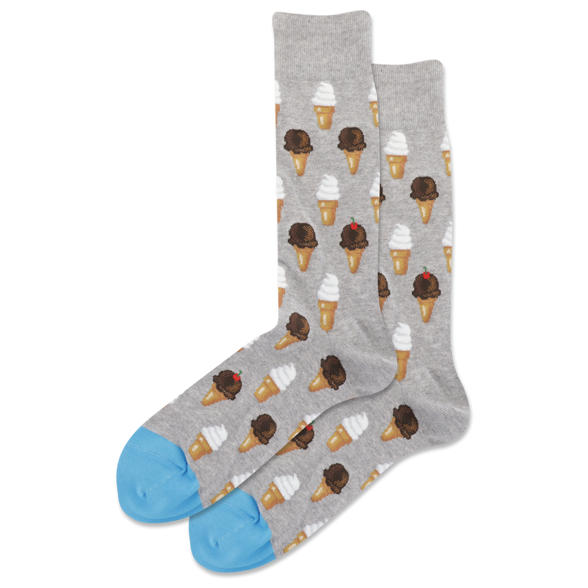 k. bell socks HOTSOX Men's Ice Cream Crew Socks Gray Heather