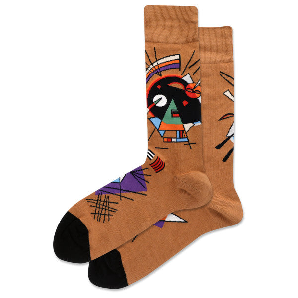 k. bell socks HOTSOX Men's Kandinsky's Black and Violet Crew Socks Chestnut
