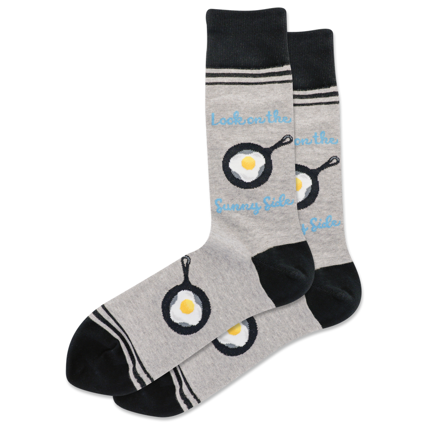 k. bell socks HOTSOX Men's Look on the Sunny Side Crew Socks Gray Heather