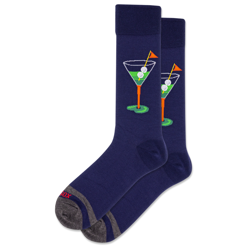 k. bell socks HOTSOX Men's Martini Golf Crew Socks Navy