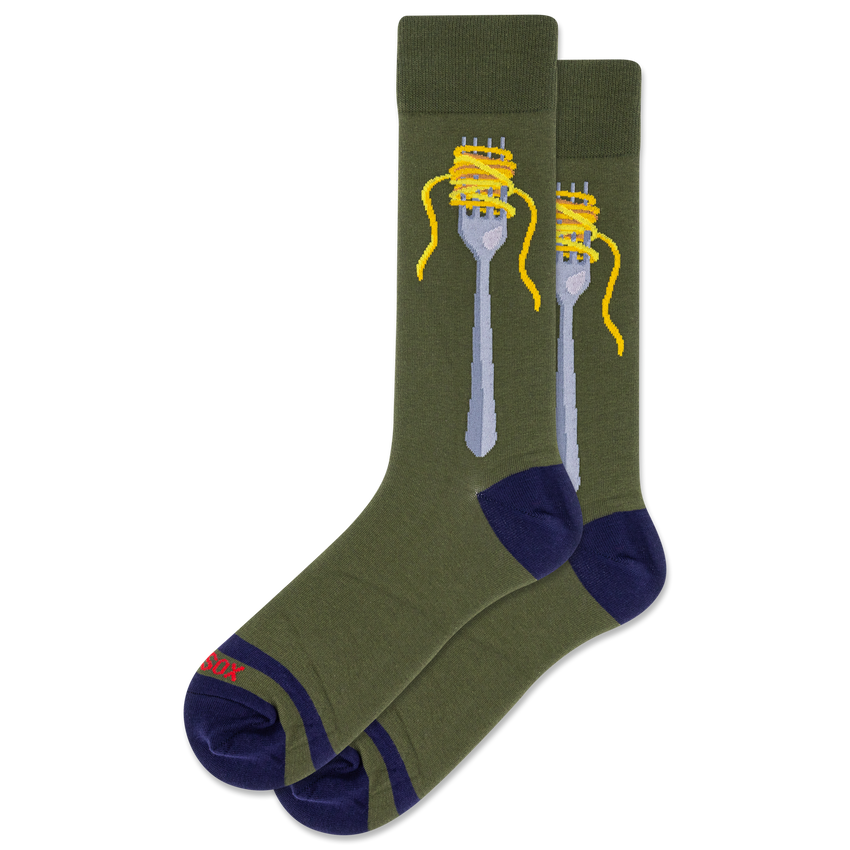 k. bell socks HOTSOX Men's Mom's Spaghetti Crew Socks Forest