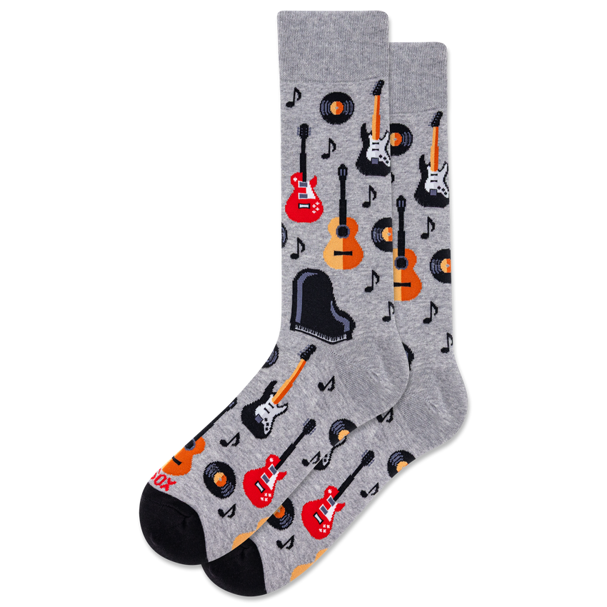 k. bell socks HOTSOX Men's Music Class Crew Socks Gray Heather