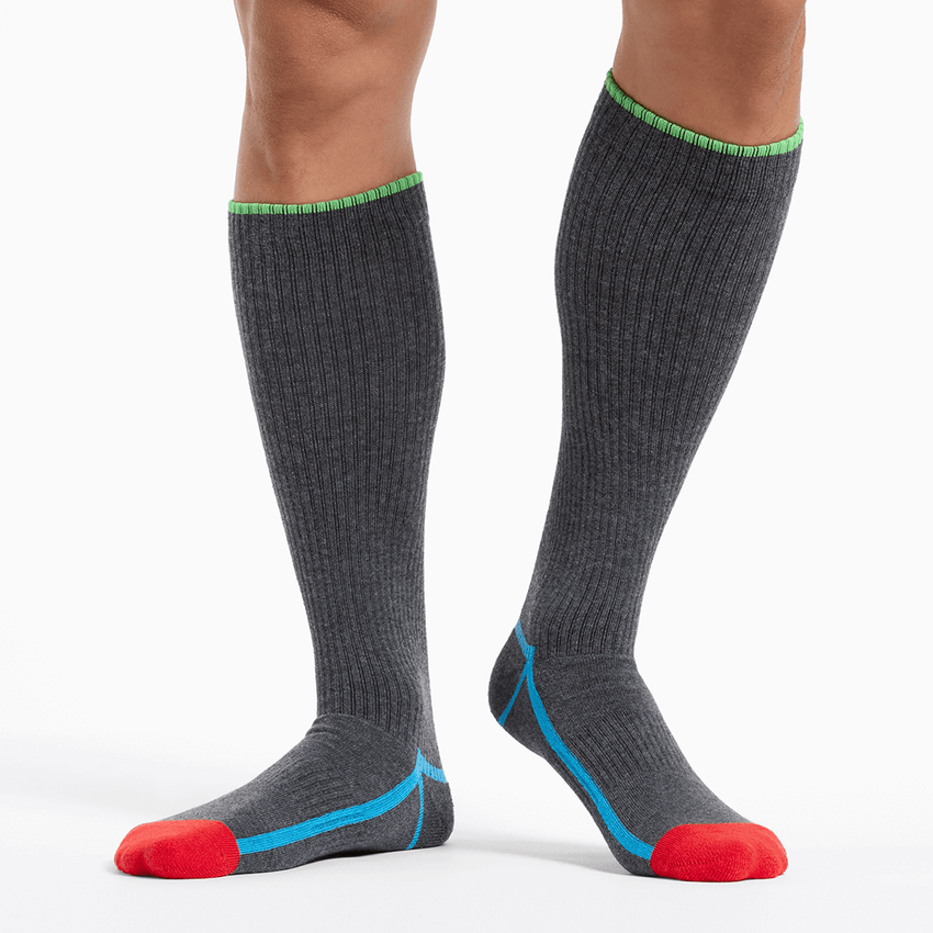 K. Bell Socks HOTSOX Men's Outline Over The Calf Compression Sock Gray