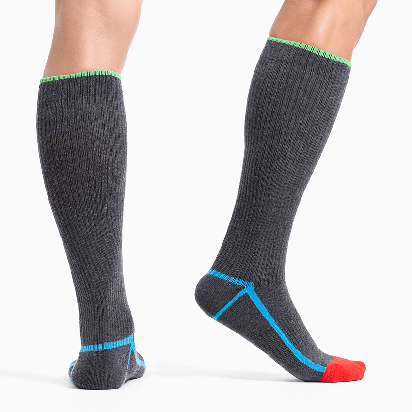 K. Bell Socks HOTSOX Men's Outline Over The Calf Compression Sock Gray