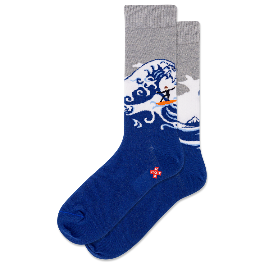 k. bell socks HOTSOX Men's Ride the Wave Crew Socks Blue