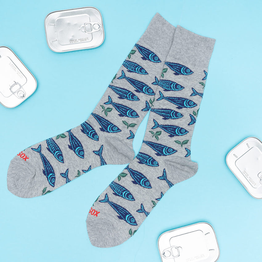 k. Bell Socks HOTSOx Men's Sardines Crew Socks Gray Heather