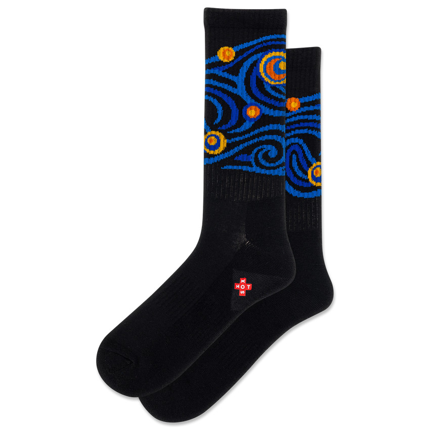 k. bell socks HOTSOX Men's Starry Night Active Crew Socks Black