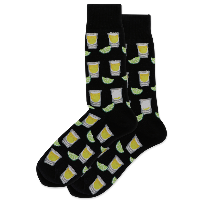 k. bell socks HOTSOX Men's Tequila Shots Crew Socks Black
