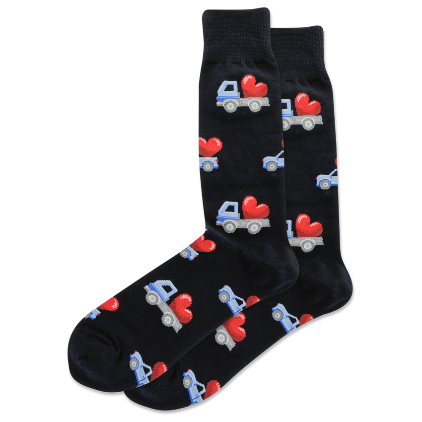 k. bell socks HOTSOX Men's Valentine Truck Crew Socks Black