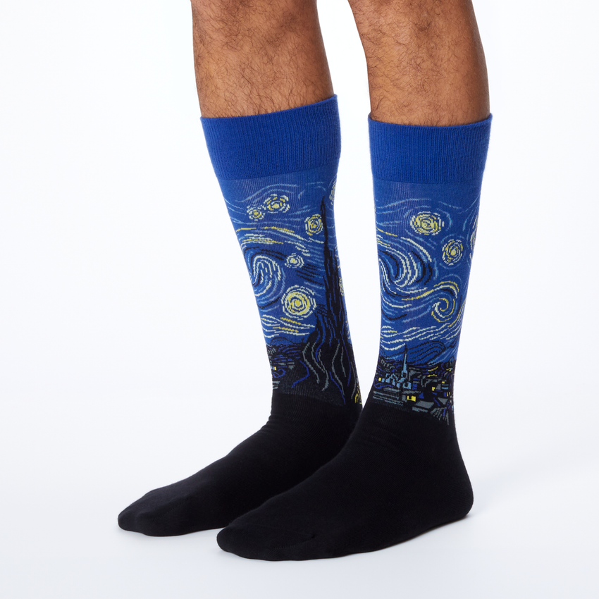 K. Bell Socks HOTSOX Men's Van Gogh's Starry Night Socks Blue
