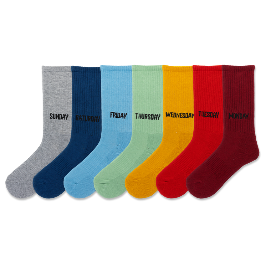 k. bell socks HOTSOX Unisex Days of the Week Crew Socks 7 Pack Multi-colored