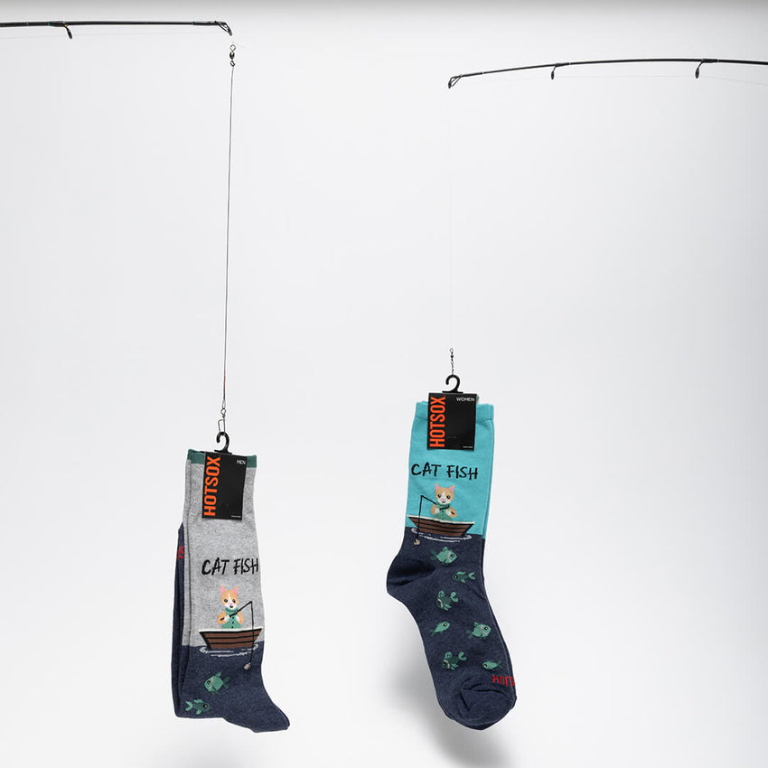 K. Bell Socks HOTSOX Women's Cat Fish Crew Socks Turquoise