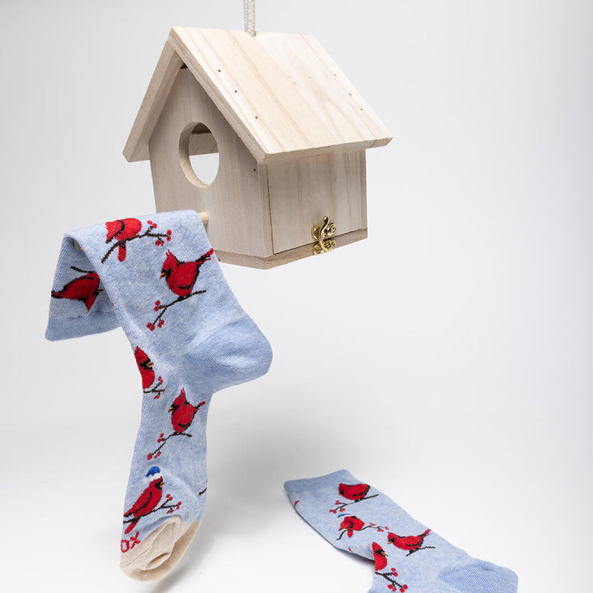 K. Bell Socks HOTSOX Women's Christmas Cardinal Crew Socks Chambray