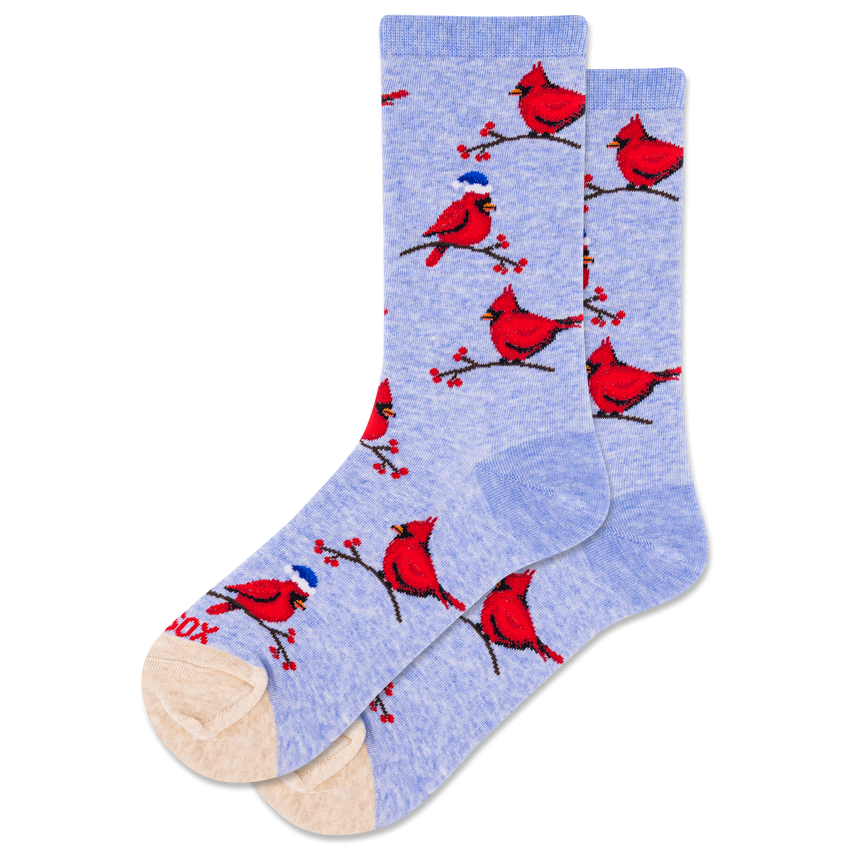 k. bell socks HOTSOX Women's Christmas Cardinal Crew Socks Chambray