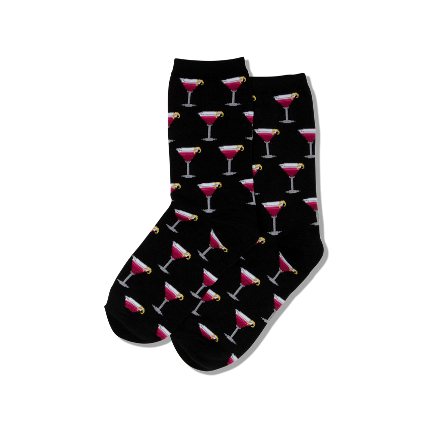 k. bell socks HOTSOX Women's Cosmo Cocktail Crew Socks Black