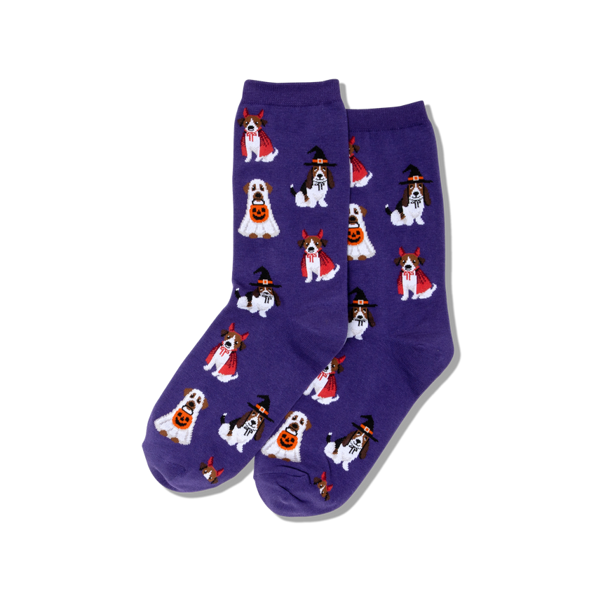 k. bell socks HOTSOX Women's Costume Dogs Crew Socks Purple