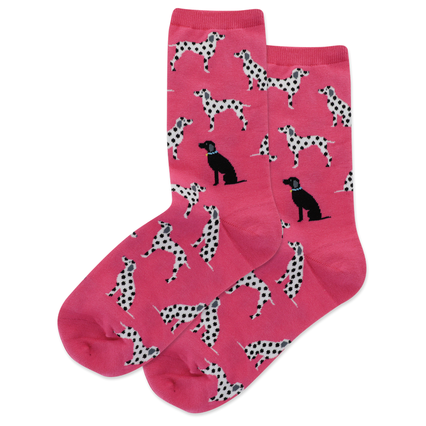 k. bell socks HOTSOX Women's Dalmatians Crew Socks Magenta
