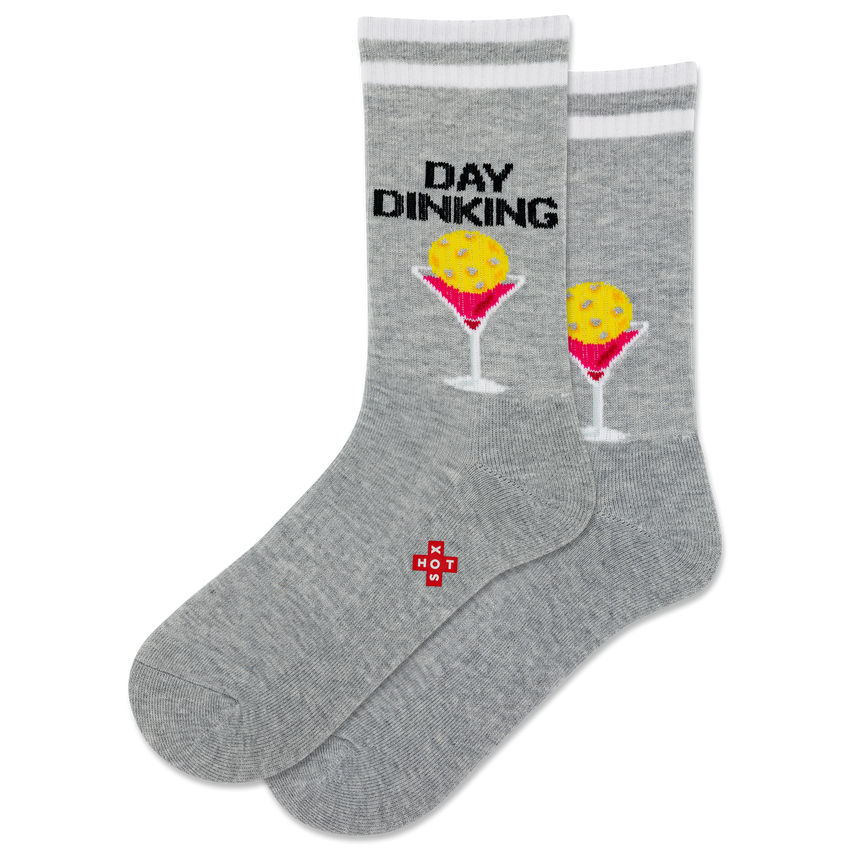 k. bell socks HOTSOX Women's Day Dinking Active Crew Socks Gray Heather