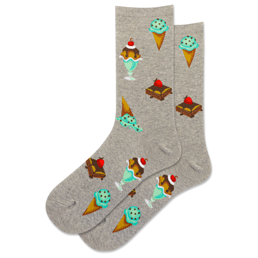 k. bell socks HOTSOX Women's Desserts Crew Socks Gray