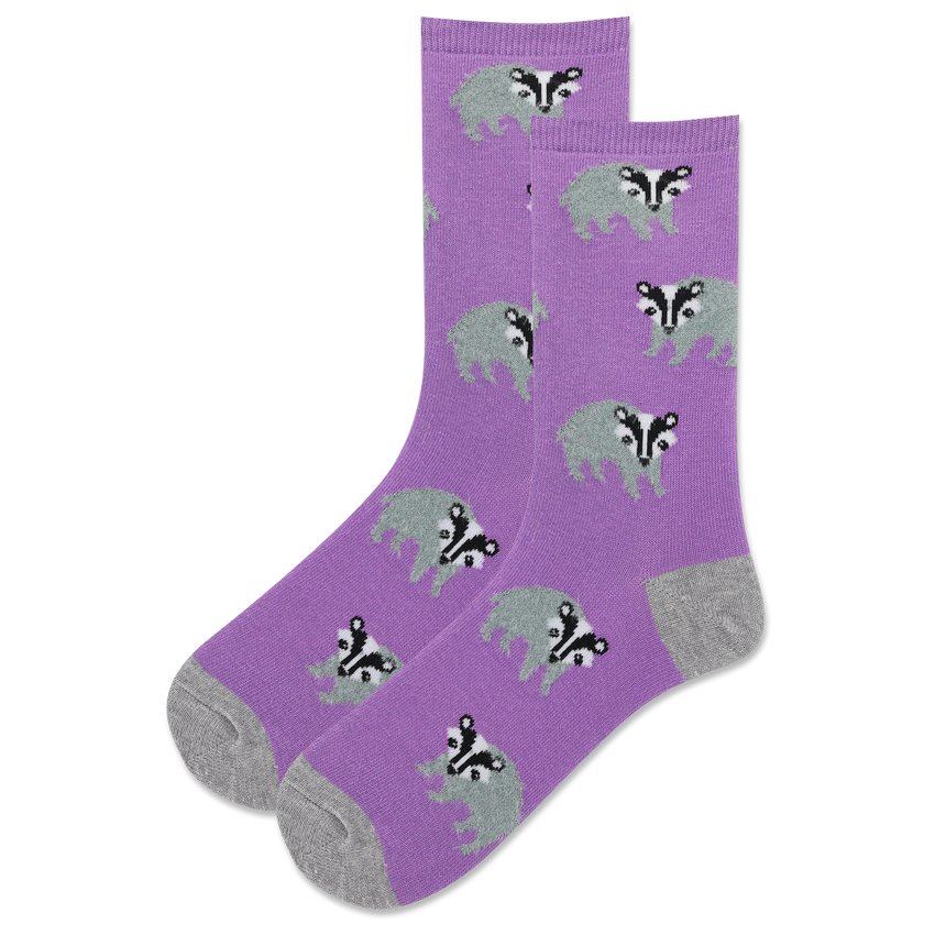 k. bell socks HOTSOX Women's Fuzzy Badger Crew Socks Purple