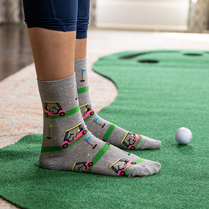 K. Bell Socks HOTSOX Women's Golf Cart Crew Socks Sweatshirt Gray