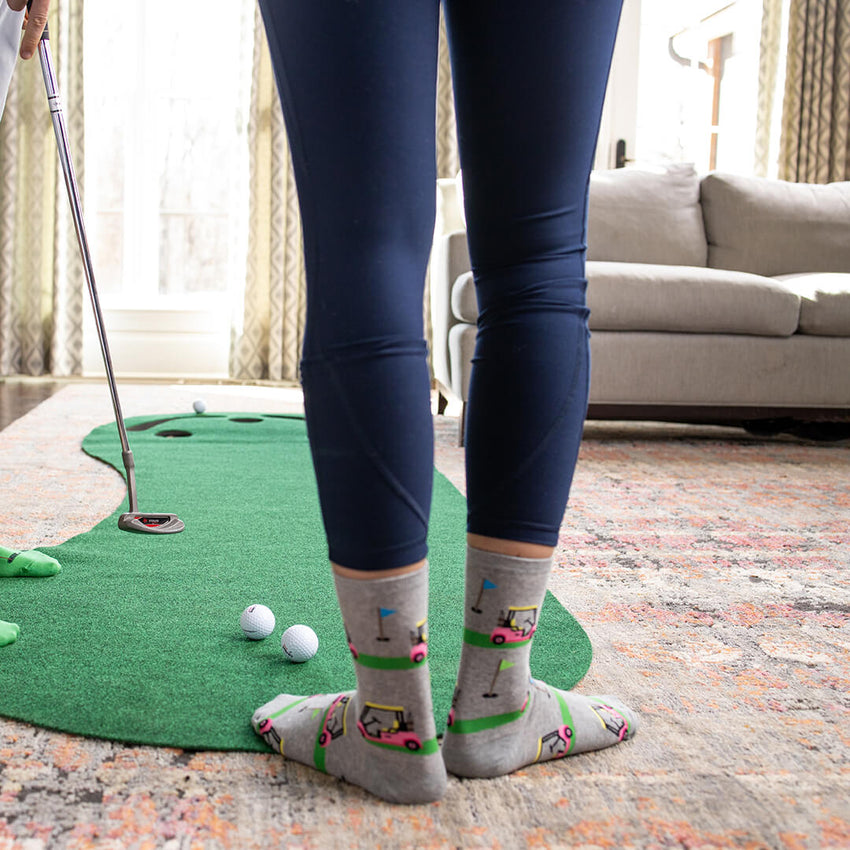 K. Bell Socks HOTSOX Women's Golf Cart Crew Socks Sweatshirt Gray