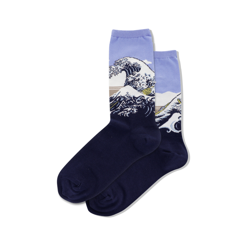 k. bell socks HOTSOX Women’s Hokusai’s Great Wave Socks Pale Purple