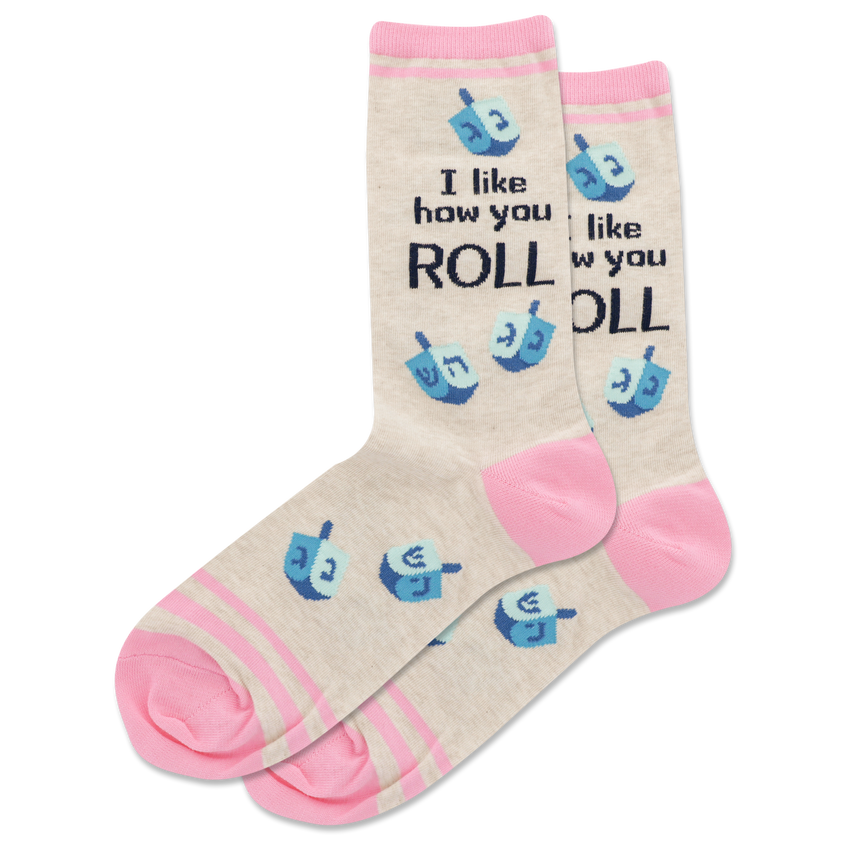 k. bell socks HOTSOX Women's I Like How You Roll Crew Socks Natural Melange