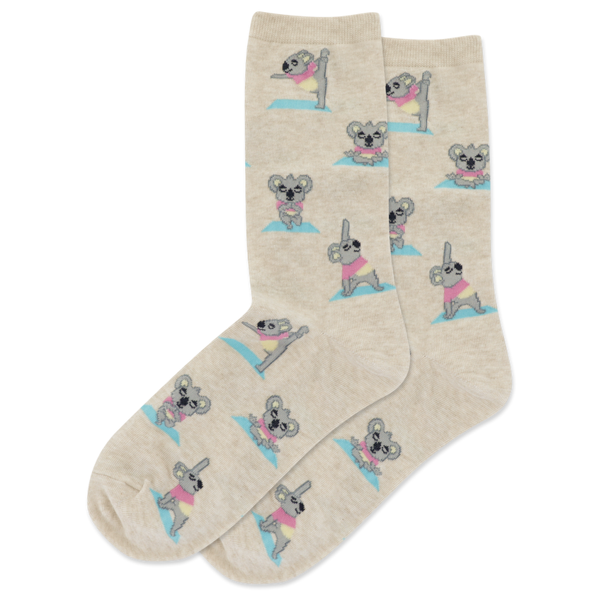 k. bell socks HOTSOX Women's Koala Crew Socks Natural Melange