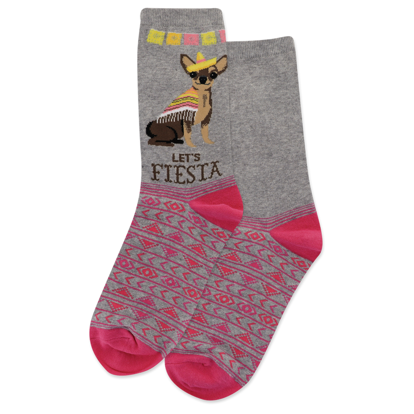 k. bell socks HOTSOX Women's Let's Fiesta Crew Socks Gray Heather