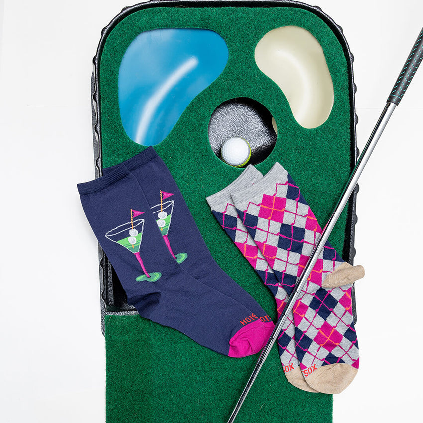 K. Bell Socks HOTSOX Women's Martini Golf Crew Socks Navy