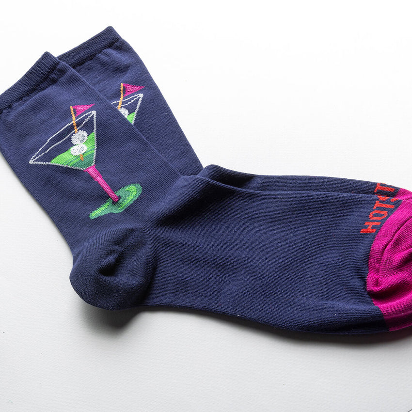 K. Bell Socks HOTSOX Women's Martini Golf Crew Socks Navy