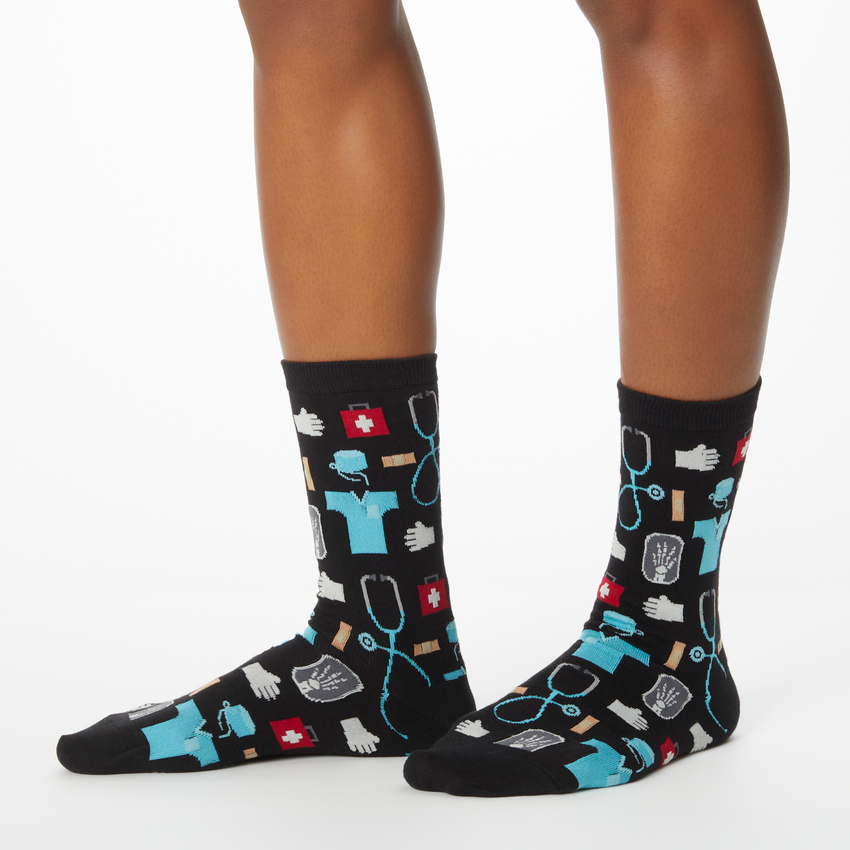 K. Bell Socks HOTSOX Women's Medical Crew Socks Black