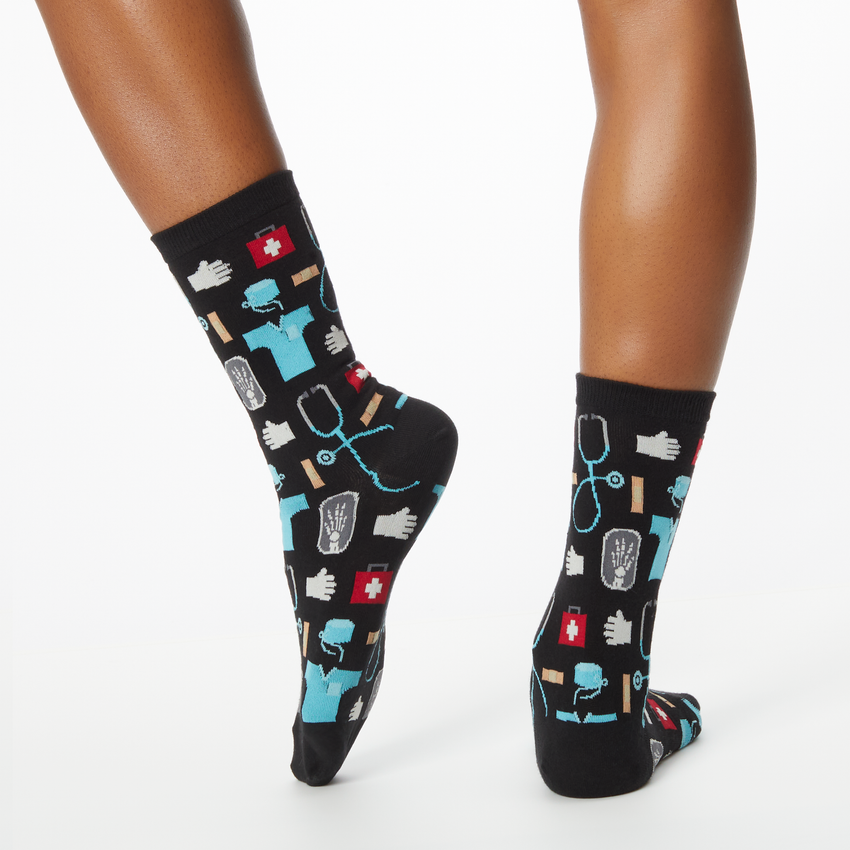 K. Bell Socks HOTSOX Women's Medical Crew Socks Black