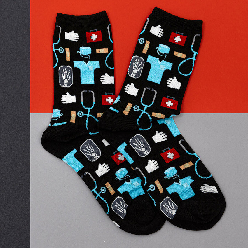 K. Bell Socks HOTSOX Women's Medical Crew Socks Black