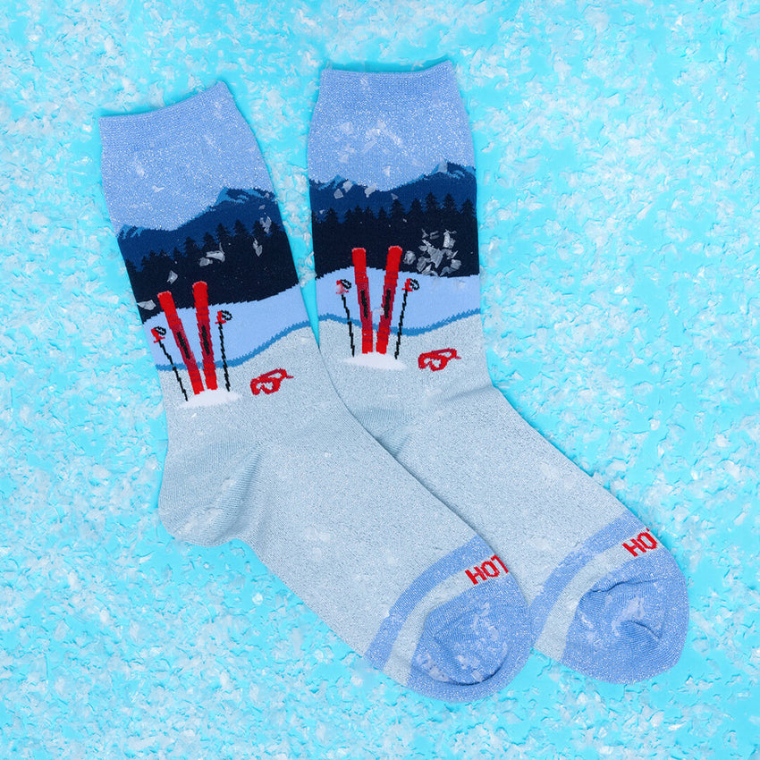 K. Bell Socks HOTSOX Women's Metallic Ski Crew Socks Blue